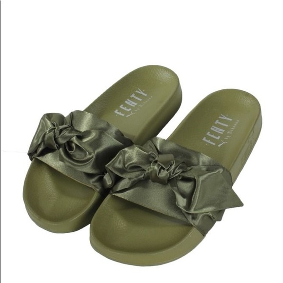 puma fenty olive green slides